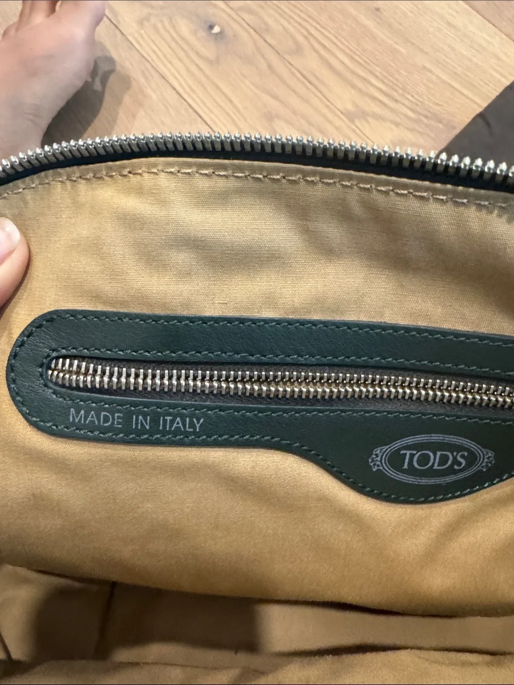 TOD'S Dark Green Leather Dome Satchel